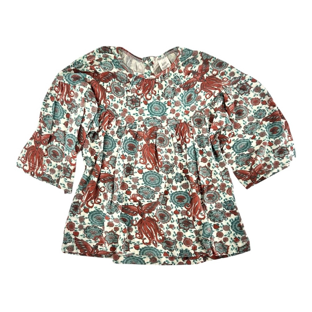 Kate Quinn Bird Floral Print Relaxed Fit Bamboo Top size 18-24 Months NWT
